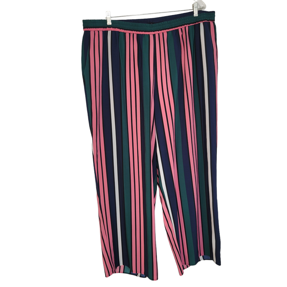 Eloquii Womens Striped Wide Leg Pants Maximalist Summer Vacation Lightweight 24